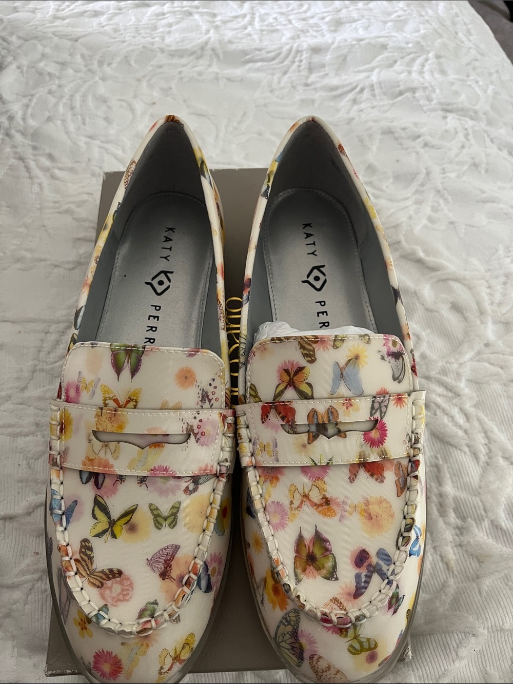 Katy Perry Collections Cream Floral & Butterfly Print Loafers